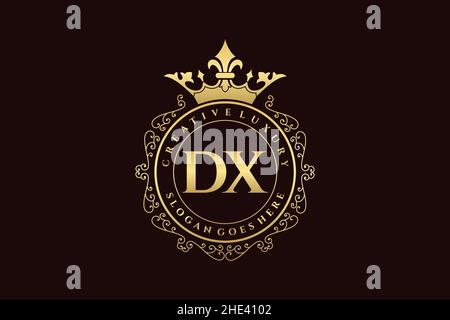 DX Initial Letter Luxury calligraphic feminine floral hand drawn heraldic monogram antique vintage style luxury logo design Premium Stock Vector