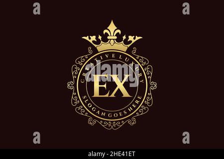 EX Initial Letter Luxury calligraphic feminine floral hand drawn heraldic monogram antique vintage style luxury logo design Premium Stock Vector