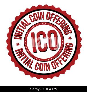 ICO ( Initial coin offering ) label or stamp on white background, vector illustration Stock Vector