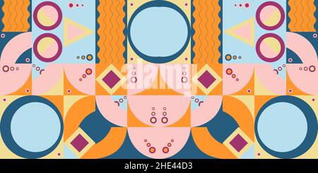 Geometric pattern in trendy colors on the beauty theme. Abstract image of scissors cutting hair and mirror. Vector illustration Stock Vector