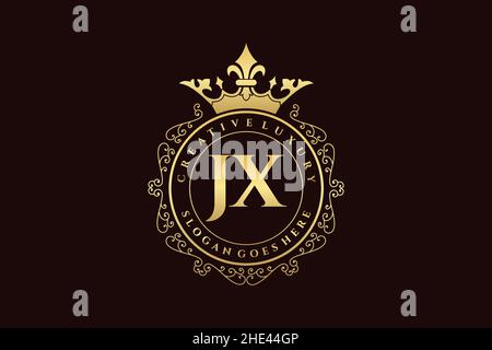 JX Initial Letter Luxury calligraphic feminine floral hand drawn heraldic monogram antique vintage style luxury logo design Premium Stock Vector