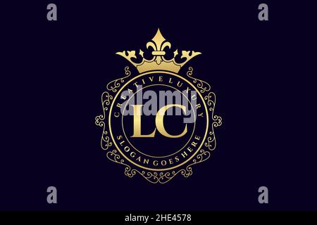 LC Initial Letter Luxury calligraphic feminine floral hand drawn heraldic monogram antique vintage style luxury logo design Premium Stock Vector