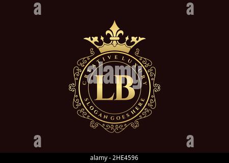 LB Initial Letter Luxury calligraphic feminine floral hand drawn heraldic monogram antique vintage style luxury logo design Premium Stock Vector