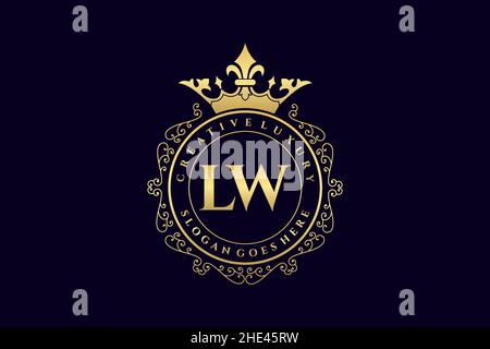 LW Initial Letter Luxury calligraphic feminine floral hand drawn heraldic monogram antique vintage style luxury logo design Premium Stock Vector