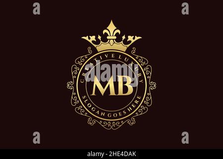 MB Initial Letter Luxury calligraphic feminine floral hand drawn heraldic monogram antique vintage style luxury logo design Premium Stock Vector