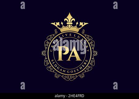 PA Initial Letter Luxury calligraphic feminine floral hand drawn heraldic monogram antique vintage style luxury logo design Premium Stock Vector