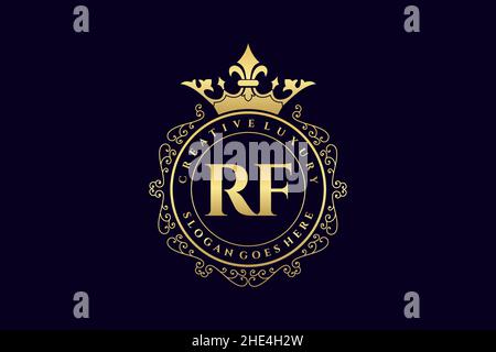 RF Initial Letter Luxury calligraphic feminine floral hand drawn heraldic monogram antique vintage style luxury logo design Premium Stock Vector