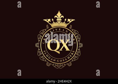 QX Initial Letter Luxury calligraphic feminine floral hand drawn heraldic monogram antique vintage style luxury logo design Premium Stock Vector