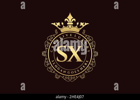 SX Initial Letter Luxury calligraphic feminine floral hand drawn heraldic monogram antique vintage style luxury logo design Premium Stock Vector