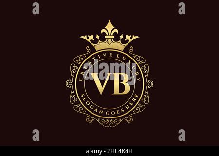 VB Initial Letter Luxury calligraphic feminine floral hand drawn heraldic monogram antique vintage style luxury logo design Premium Stock Vector
