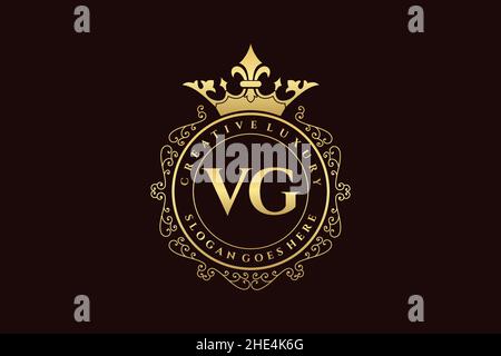 VG Initial Letter Luxury calligraphic feminine floral hand drawn heraldic monogram antique vintage style luxury logo design Premium Stock Vector