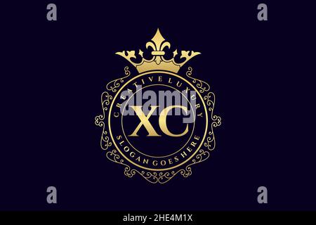 XC Initial Letter Luxury calligraphic feminine floral hand drawn heraldic monogram antique vintage style luxury logo design Premium Stock Vector