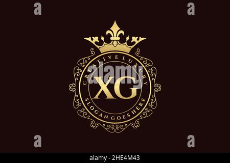 XG Initial Letter Luxury calligraphic feminine floral hand drawn heraldic monogram antique vintage style luxury logo design Premium Stock Vector