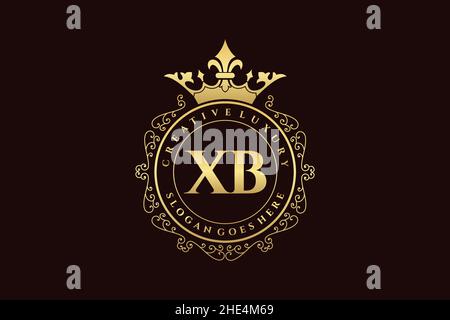 XB Initial Letter Luxury calligraphic feminine floral hand drawn heraldic monogram antique vintage style luxury logo design Premium Stock Vector