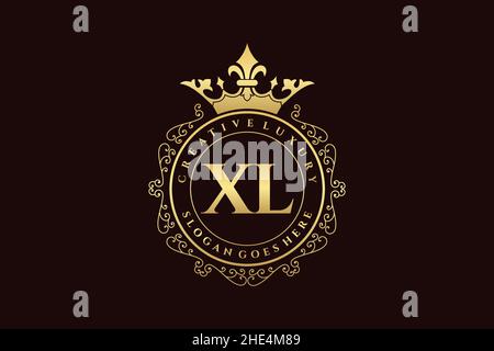 XL Initial Letter Luxury calligraphic feminine floral hand drawn heraldic monogram antique vintage style luxury logo design Premium Stock Vector