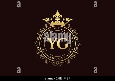 YG Initial Letter Luxury calligraphic feminine floral hand drawn heraldic monogram antique vintage style luxury logo design Premium Stock Vector