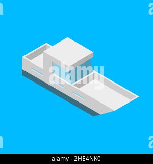 Vector illustration of simple 3D isometric boat Stock Vector