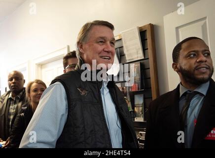 Marietta, GA, USA. 8th Jan, 2022. Former U.S. Senator David Perdue waits for his introduction at suburban Atlanta GOP meeting where he campaigned to unseat incumbent Republican Gov. Brian Kemp. (Credit Image: © Robin Rayne/ZUMA Press Wire) Stock Photo