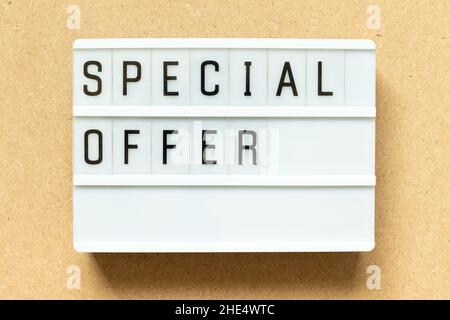 Lightbox with word special offer on wood background Stock Photo