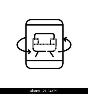 Augmented reality technology used in interior design shopping. 3d chair on a tablet. Pixel perfect, editable stroke icon Stock Vector