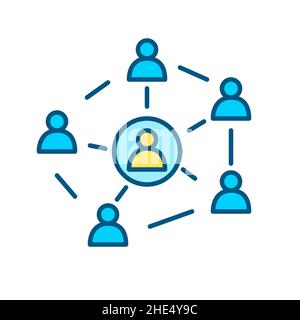 Social media interactions and connections. Pixel perfect, editable stroke color icon Stock Vector