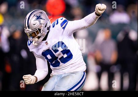 Dallas Cowboys defensive end Tarell Basham (93) rushes against Tristan  Wirfs (78) during an NFL football