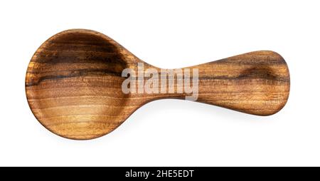 top view of wooden spoon isolated on white Stock Photo