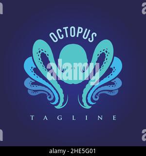 Modern Octopus Silhouette Modern Logo illustrations for your work Logo, mascot merchandise t-shirt, stickers and Label designs, poster, greeting cards Stock Vector