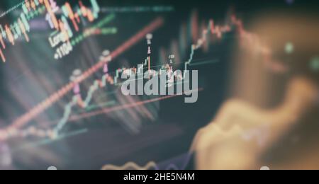 financial graph on technology abstract background represent financial crisis,financial meltdown Stock Photo