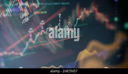 financial graph on technology abstract background represent financial crisis,financial meltdown Stock Photo