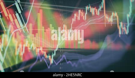 financial graph on technology abstract background represent financial crisis,financial meltdown Stock Photo