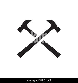 hammer cross logo design vector isolated on white background. Stock Vector