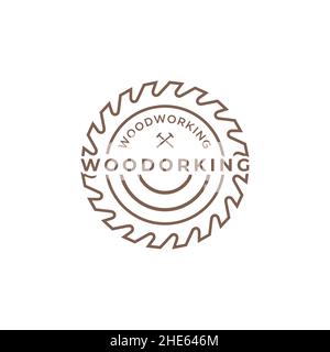 woodworking logo design concept. vector illustration. Stock Vector