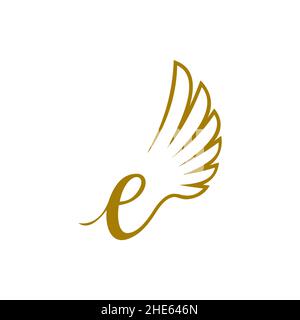wing letter E logo design concept. vector illustration. Stock Vector