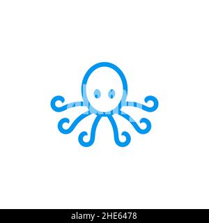 blue octopus logo design vector illustration. Stock Vector