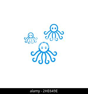 three octopus icon symbol design vector. Stock Vector