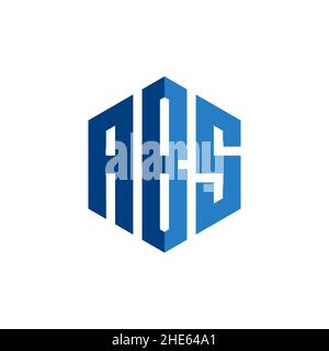 ABS letter hexagon logo design vector isolated on white background. Stock Vector