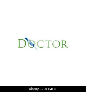 doctor text with syringe design vector concept. Stock Vector