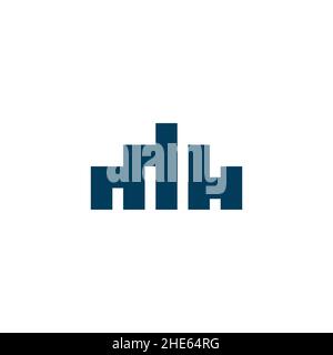 letter MH building logo design concept. Stock Vector