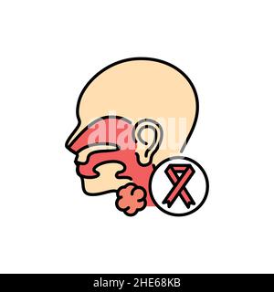 Cancer throat color line icon. Human diseases. Pictogram for web page, mobile app, promo. Stock Vector
