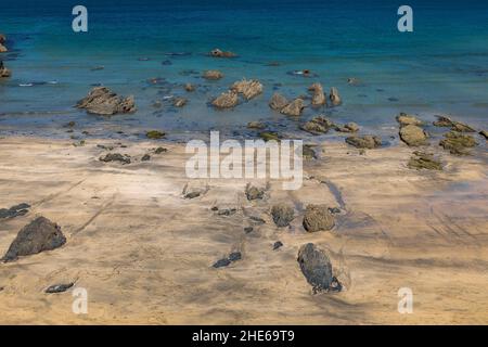 Rocky tranquil beach in Galicia, Spain Stock Photo