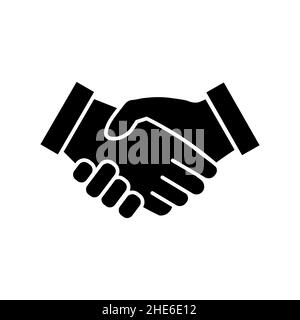 Business handshake icon isolated on white. Contract agreement symbol in flat style. Simple partnership sign in black Modern flat vector illustration f Stock Vector