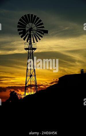 Windmill, for underground water extraction in Caniles, Granada. Stock Photo