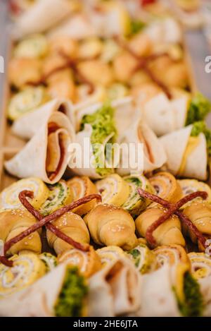 Close-up shot of various gourmet snacks Stock Photo