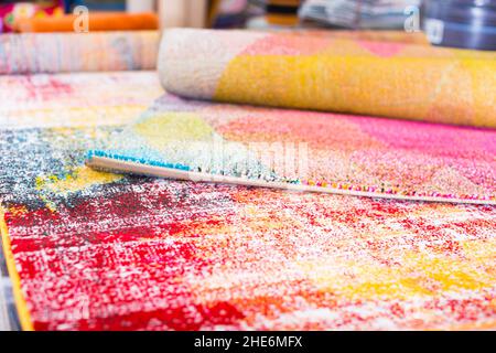 diversity of colour carpets Stock Photo