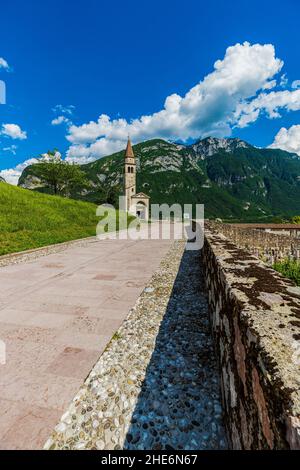 Italy Veneto  Loc. Pirago  Longarone Campanile di Pirago (Church of  San Tomaso Apostolo - end 1400) Stock Photo