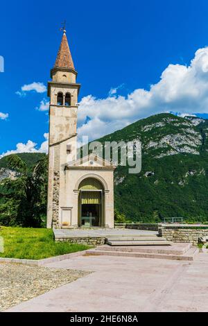 Italy Veneto  Loc. Pirago  Longarone Campanile di Pirago (Church of  San Tomaso Apostolo - end 1400) Stock Photo