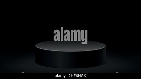 Dark black panoramic pedestal background with glow - Vector illustration Stock Vector