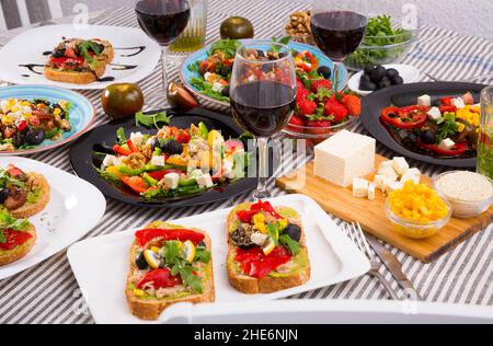 Variety of vegetarian dishes Stock Photo