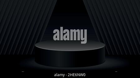 Dark black panoramic abstract pedestal background - Vector illustration Stock Vector